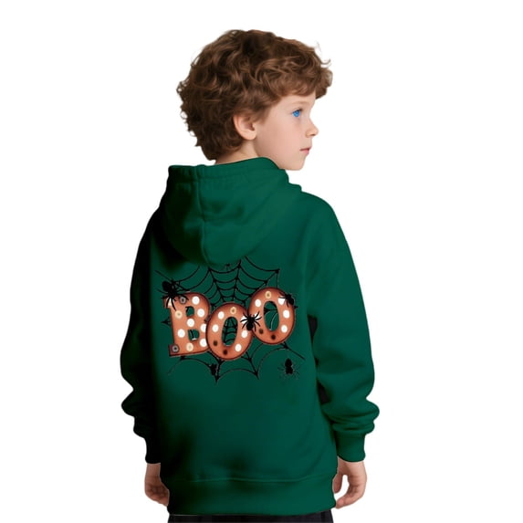 KAUOD Kids Girls Halloween Fleece Hoodies Cute Pumpkin Graphic Pullover Hoodie Sweatshirts Thick Warm Long Sleeve Tops Clothes