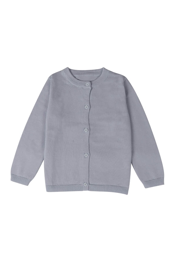 Kids Girls Knit Cardigan Long Sleeve Soft Buttons Open Front Sweater Toddler Plain Breathable Coats Lightweight Casual