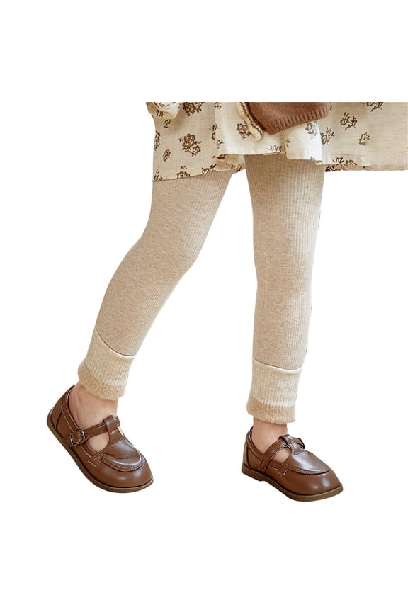 Girls Fleece Tights Pants Ankle Length Knit Stretchy Thermal Leggings Kids Toddler School 𝐔niform Opaque Pantyhose
