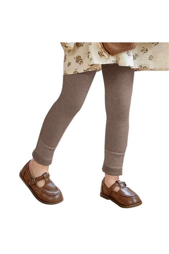 Girls Fleece Tights Pants Ankle Length Knit Stretchy Thermal Leggings Kids Toddler School 𝐔niform Opaque Pantyhose