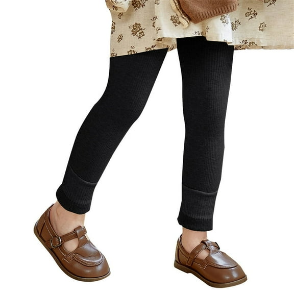KAUOD Girls Fleece Tights Pants Ankle Length Knit Stretchy Thermal Leggings Kids Toddler School 𝐔niform Opaque Pantyhose