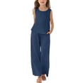 thumbnail image 1 of KAUOD Kids Girls Linen Outfits Sleeveless Crewneck Tank Tops Wide Leg Pants Set Summer Loose Casual Flowy Clothes, 1 of 7