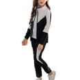 thumbnail image 1 of KAUOD Kids Girls PE 2PC Outfits Full Zip Color Block Sweatshirt and Jogger Sweatpants Sweatsuit Fall Sports Clothes, 1 of 7