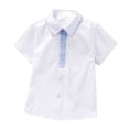 thumbnail image 1 of KAUOD Kids Girls Short Sleeve Polo Shirt Cute Lapel Collar Button Down Pullover Tops Summer Comfy Preppy Dress Blouse, 1 of 6