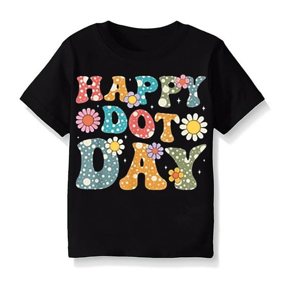 KAUOD Kids Graphic Tee Boys Girls Short Sleeve Happy Dot Day Flowers Soft T-Shirt Toddler Baby Crew Neck Summer Casual Tops