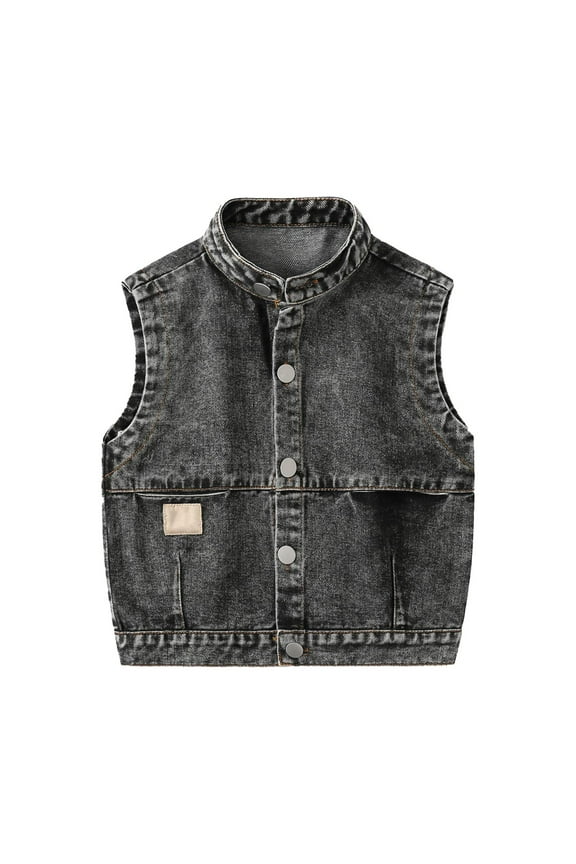 Kids Jeans Vest Button Front Sleeveless Denim Jackets Coats Boys Girls Fall Casual Thin Tank Top Jeans Outwear