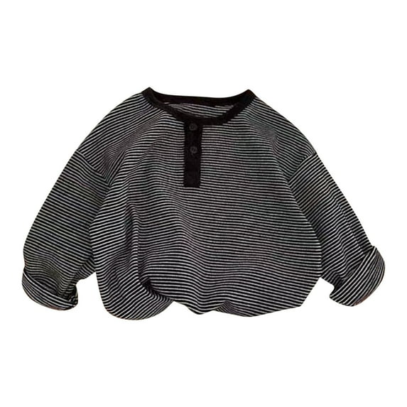 KAUOD Kids Long Sleeve Striped Shirt Basic Crewneck Blouses Tops Lightweight Cotton Soft Sweatshirt for Toddler Boys Girls