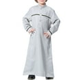 thumbnail image 1 of KAUOD Kids Muslim Midi Thobe Crew Neck Soft Pullover Abaya Robe with Pockets Button Front Plain Long Sleeve Thobe Clothes, 1 of 8