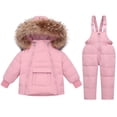 thumbnail image 1 of KAUOD Kids Puffer Snowsuits 2 Piece Front Pockets Ski Jackets Bib Pants Set Toddler Faux-F𝐮r Hood down Coats Snowpants Outfits, 1 of 8