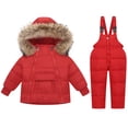 thumbnail image 1 of KAUOD Kids Puffer Snowsuits 2 Piece Front Pockets Ski Jackets Bib Pants Set Toddler Faux-F𝐮r Hood down Coats Snowpants Outfits, 1 of 8