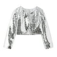 thumbnail image 1 of KAUOD Kids Sequins Cropped Cardigan Jackets Open Front Fall Performance Sparkle Short Coats Toddler Girls Glitter Jackets, 1 of 8