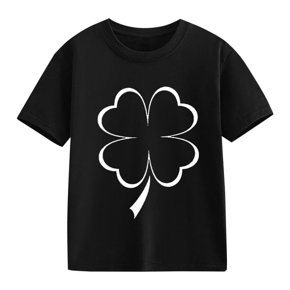 KAUOD Kids Short Sleeve Shirt Flower Graphic St Patricks Day Crew Neck T Shirts Boys Girls Cotton Soft Summer Tops Clothes