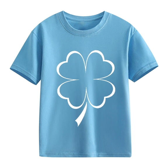 KAUOD Kids Short Sleeve Shirt Flower Graphic St Patricks Day Crew Neck T Shirts Boys Girls Cotton Soft Summer Tops Clothes