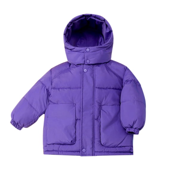 KAUOD Kids Snap Buttons Hooded Down Jackets Winter Windproof Outwear Boys Girls Lightweight Puffer Coats Oversized Pockets