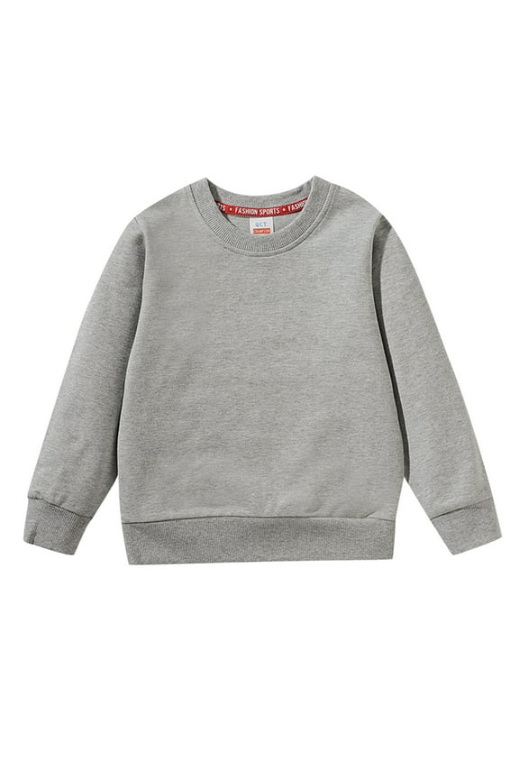 Kids Soft Sweatshirts Crew Neck Plain Long Sleeve Pullover Sweater Clothes Boys Girls Cute Fall Sweatshirts Tops
