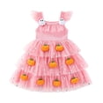 thumbnail image 1 of KAUOD Kids Toddler Halloween Outfit Flying Sleeve Pumpkin Tiered Tulle Dress Baby Girl Halloween Dress Sparkly Birthday Party Dress, 1 of 9
