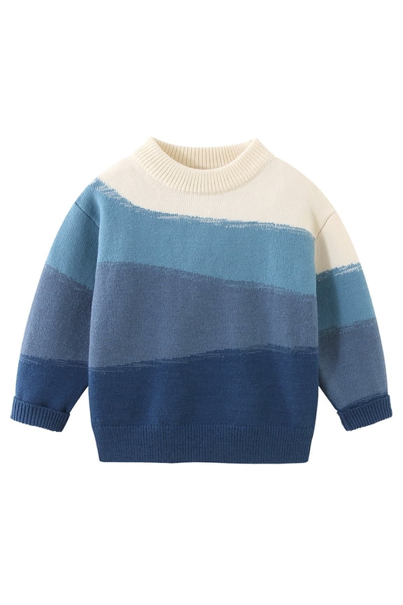 Kids Toddler Knit Sweater Tie Dye Cute Crew Neck Long Sleeve Pullover Sweatshirts Clothes Boys Girls Ribbed Sweater