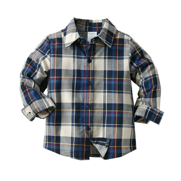 KAUOD Kids Toddler Long Sleeve Plaid Shirts Baby Boys Button Down Cardigan Jackets Tops Classic Western Tshirts Spring Outfits