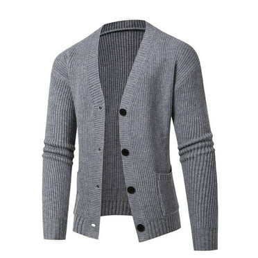 KAUOD Men's Cardigan Sweater Casual Long Sleeve Button Front V Neck Rib Knit Cardigan Jacket with Pockets Men's Winter Sweater