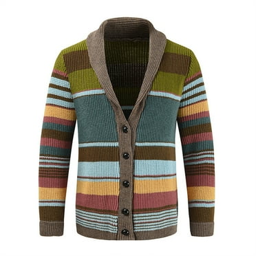 KAUOD Men's Cardigan Sweaters Men's Shawl Collar Cardigan Slim Fit Cable Knit Button up Sweater Lightweight Knit Sweaters