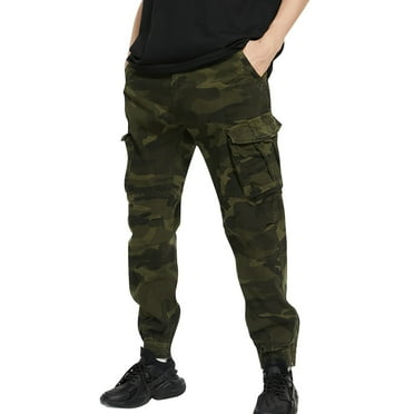 KAUOD Men's Casual Pants, Cargo Pants for Men Casual Cotton Lightweight Relaxed Fit Stretch Elastic Waist Work Pants With Multi Pockets