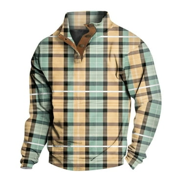 KAUOD Men's Fashion Sweatshirts Mens Casual Corduroy Sweatshirt Long Sleeve Stand Collar 1/4 Button Up Pullover Fall Winter Sweaters