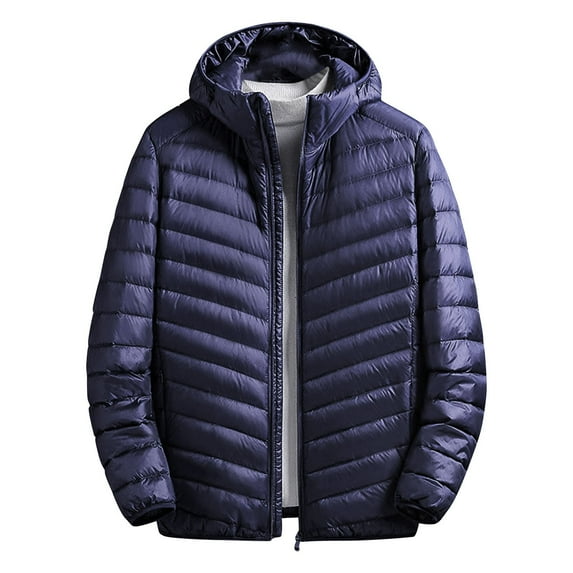 KAUOD Men's Winter Down Jacket, Men's Packable Lightweight Water-Resistant Puffer Jacket, Winter Hiking Hooded Windbreaker Jackets