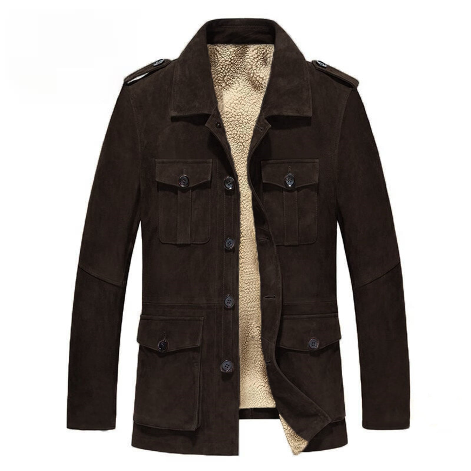 En's Wool Overcoat Long Trench Coat Notched Collar Winter Woolen