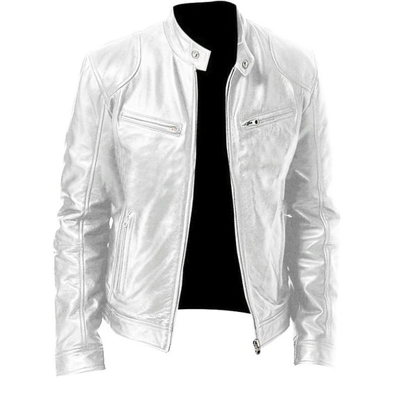 KAUOD Mens Leather Jackets Casual Faux Leather Motorcycle Jacket Biker Vintage Outwear Mens Fall Long Sleeve Long Cardigan