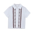 thumbnail image 1 of KAUOD Mexican Shirts for Toddler Boys Kids Traditional Embroidered Gentleman Symmetrical Short Sleeve Shirt with Button, 1 of 8