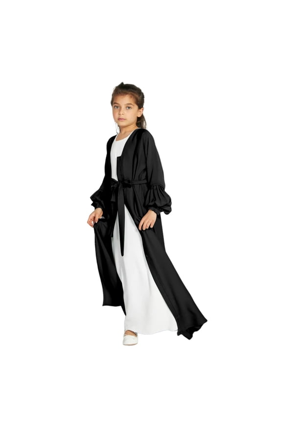 Muslim Dress for Girls Islamic Prayer Abaya Maxi Dresses Set Long Sleeve Cardigan Kaftan Robe with Hijab Indian Clothes