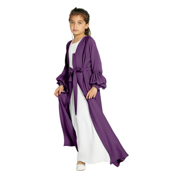 KAUOD Muslim Dress for Girls Islamic Prayer Abaya Maxi Dresses Set Long Sleeve Cardigan Kaftan Robe with Hijab Indian Clothes