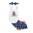 thumbnail image 1 of KAUOD My First 4th of July Baby Girls Outfits Bbay Independence Day Sleeveless Romper Shorts Headband 3pcs Clothes Set, 1 of 7
