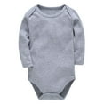 thumbnail image 1 of KAUOD New Born Baby Boys Cotton Jumpsuits Long Sleeve Plain Crew Neck Rompers Fall Warm Casual Jumpsuits Clothes for Toddler, 1 of 8