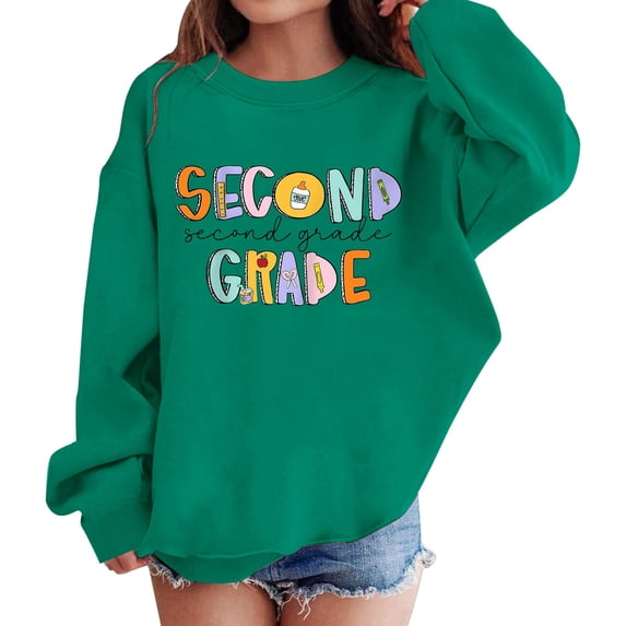 KAUOD Oversized Pullover Sweatshirt for Girls Boys 2026 Trendy Preppy Crewneck Sweat Shirt Kids Second Grade Back to School Clothes