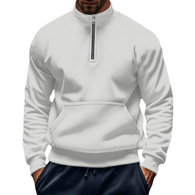 KAUOD Oversized Sweatshirt Men's Quarter Zip Up Pullover Long Sleeve Casual Sweatshirt Slim Fit Mock Neck Sweaters with Pocket