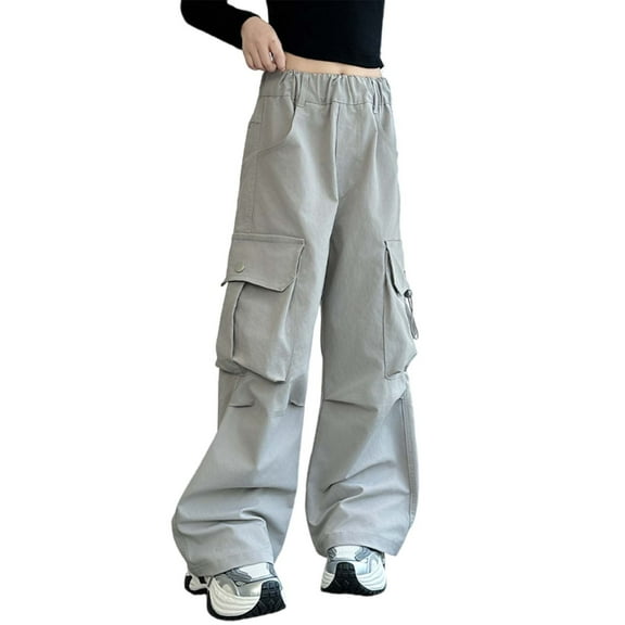 KAUOD Parachute Pants for Teen Girls Baggy Cargo Pants Elastic Waist Wide Leg Pants Y2K Hiking Joggers Girls Baggy Sweatpants