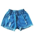 thumbnail image 1 of KAUOD Ripped Denim Shorts for Girls Kids Youth Elastic Waist Cropped Short Jeans Athletic Sport Casual Short Pants Clothes, 1 of 5