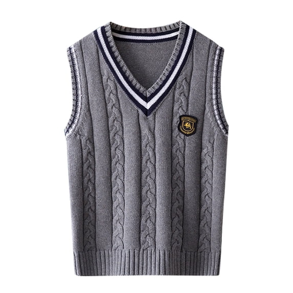 KAUOD School Uniform Sweaters for Boy Girl Striped V Neck Sweater Vest Y2K Sleeveless Cute Knitted Top Back to School Pullover