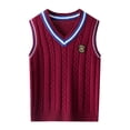 thumbnail image 1 of KAUOD School Uniform Sweaters for Boy Girl Striped V Neck Sweater Vest Y2K Sleeveless Cute Knitted Top Back to School Pullover, 1 of 6