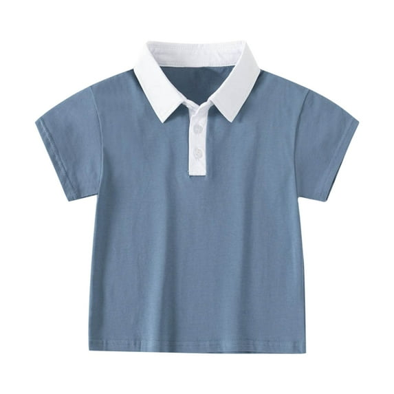 KAUOD Short Sleeved Lapel T Shirt for Boys School Stand Up Collar Solid Color Casual Top Outdoor Wear Sport Tees