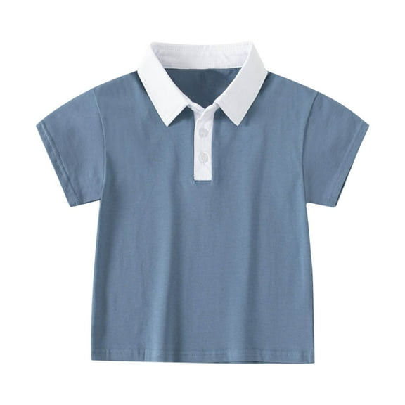 KAUOD Short Sleeved Lapel T Shirt for Boys School Stand Up Collar Solid Color Casual Top Outdoor Wear Sport Tees