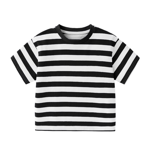 KAUOD Striped Short Sleeve T Shirt for Boys Summer Casual Crewneck Loose Tee Tops Kids Cute Comfy Pullover Shirts