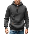 thumbnail image 1 of KAUOD Teen Boys Quarter Zipper Hoodies Casual Long Sleeve Hooded Sweatshirts Y2K Trendy Pullover Athletic Jacket with Zip Pockets, 1 of 6