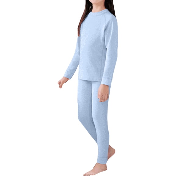 KAUOD Teen Girls Cotton Shirt Pants Set 2 Piece Long Sleeve Crew Neck Tops Undershirts Outfits Kids Thermal Casual Clothes