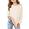 thumbnail image 1 of KAUOD Teen Girls Fleece Lined Sweater Thick Warm Crew Neck Pullover Sweatshirts Tops Kids Plain Long Sleeve Padded Clothes, 1 of 7