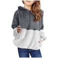thumbnail image 1 of KAUOD Teen Girls Half Zipper Fleece Coats Soft Fuzzy Pullover Hooded Coats with Pockets Kids Padded Warm Sherpa Outwear, 1 of 8