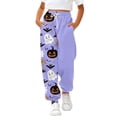 thumbnail image 1 of KAUOD Teen Girls Halloween Sweatpants Cotton Wide Leg Joggers Long Pants Kids Drawstring Pumpkin Trousers High Waist Bottom, 1 of 5