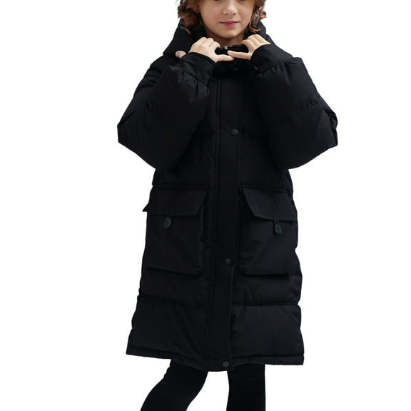KAUOD Teen Girls Long Puffer Coats Winter Waterproof Oversized down Jackets Kids Outdoor Windproof Ski Hooded Outwear
