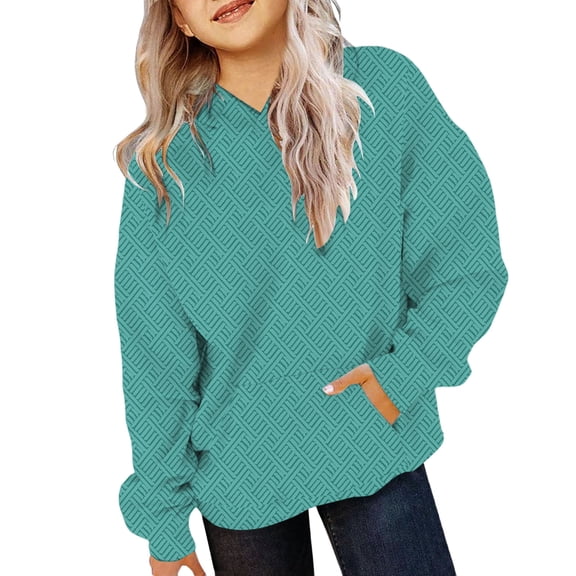 KAUOD Teen Girls Ribbed Hoodies Cotton Cute Trendy Oversized Pullover Sweatshirts Clothes Kids Fall Casual Hoodies Tops